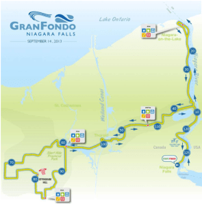 The official GranFondo Niagara Falls route (click link to go to detailed pdf)