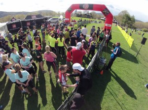 Happy runners ready to start one of the Sunday races