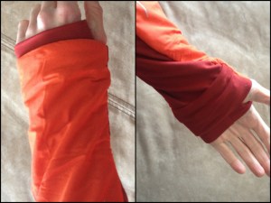 Thumb in cuff, hand in mitt.  Warmth ensues.